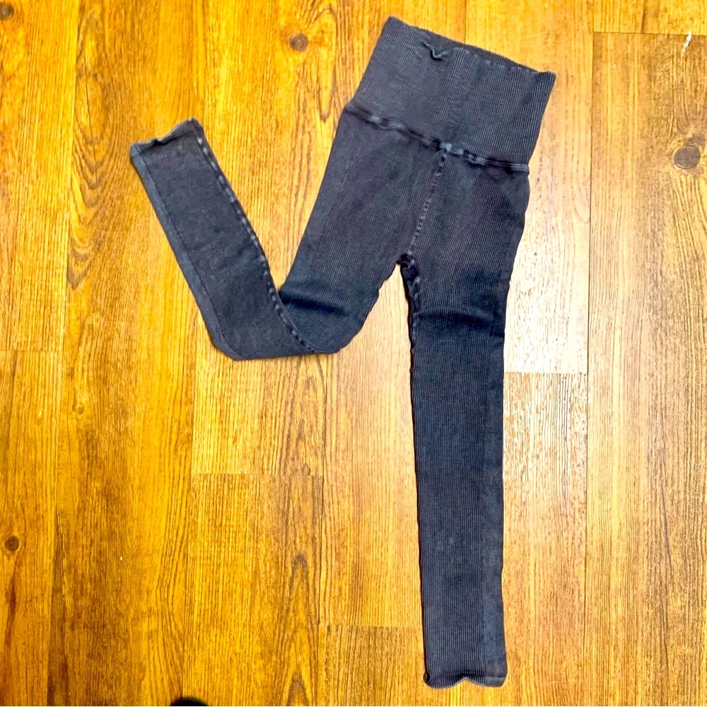 New Free People Washed Black Happiness Runs Leggings—**No exterior logo**